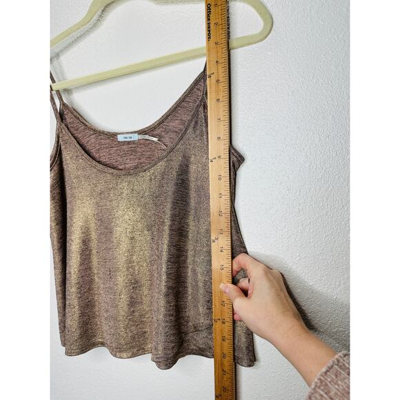 Kimchi Blue Gold Bronze Metallic Round Neck Flowy Tank Top S - Picture 15 of 15